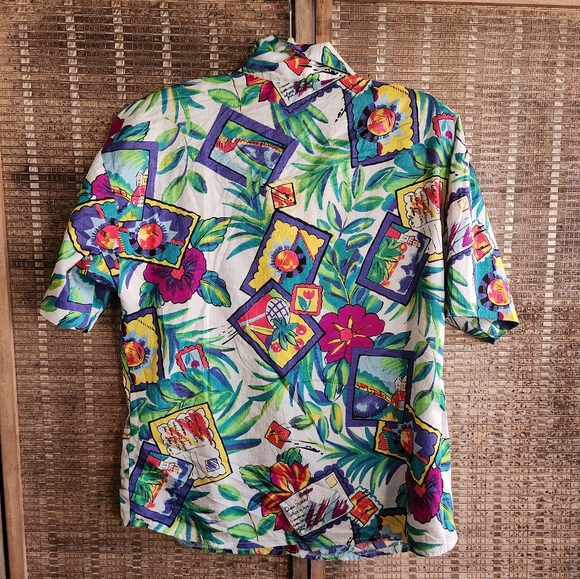Joan Walters Tropical Print Camp Shirt, M - Picture 2 of 4